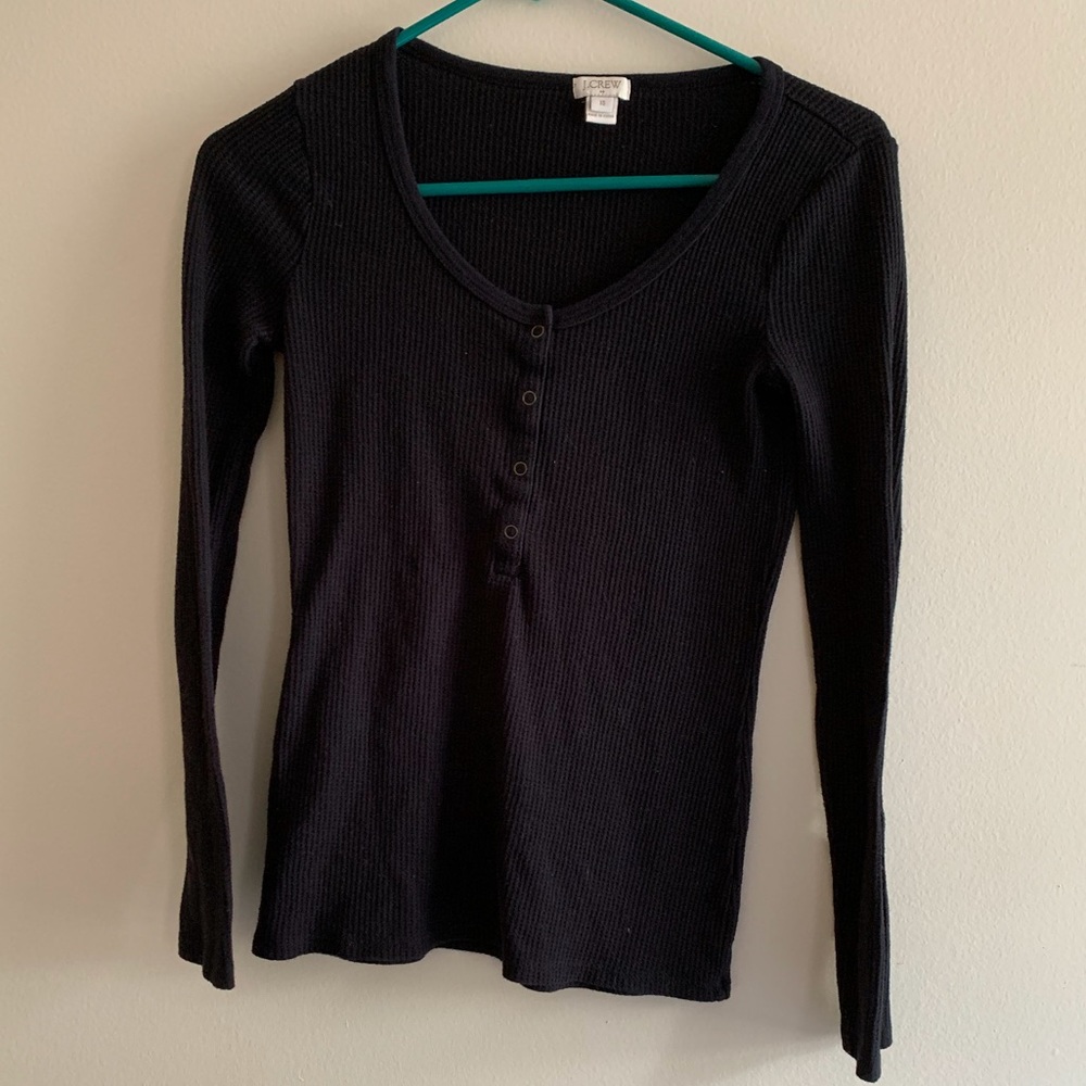 Jcrew black waffle knit henley